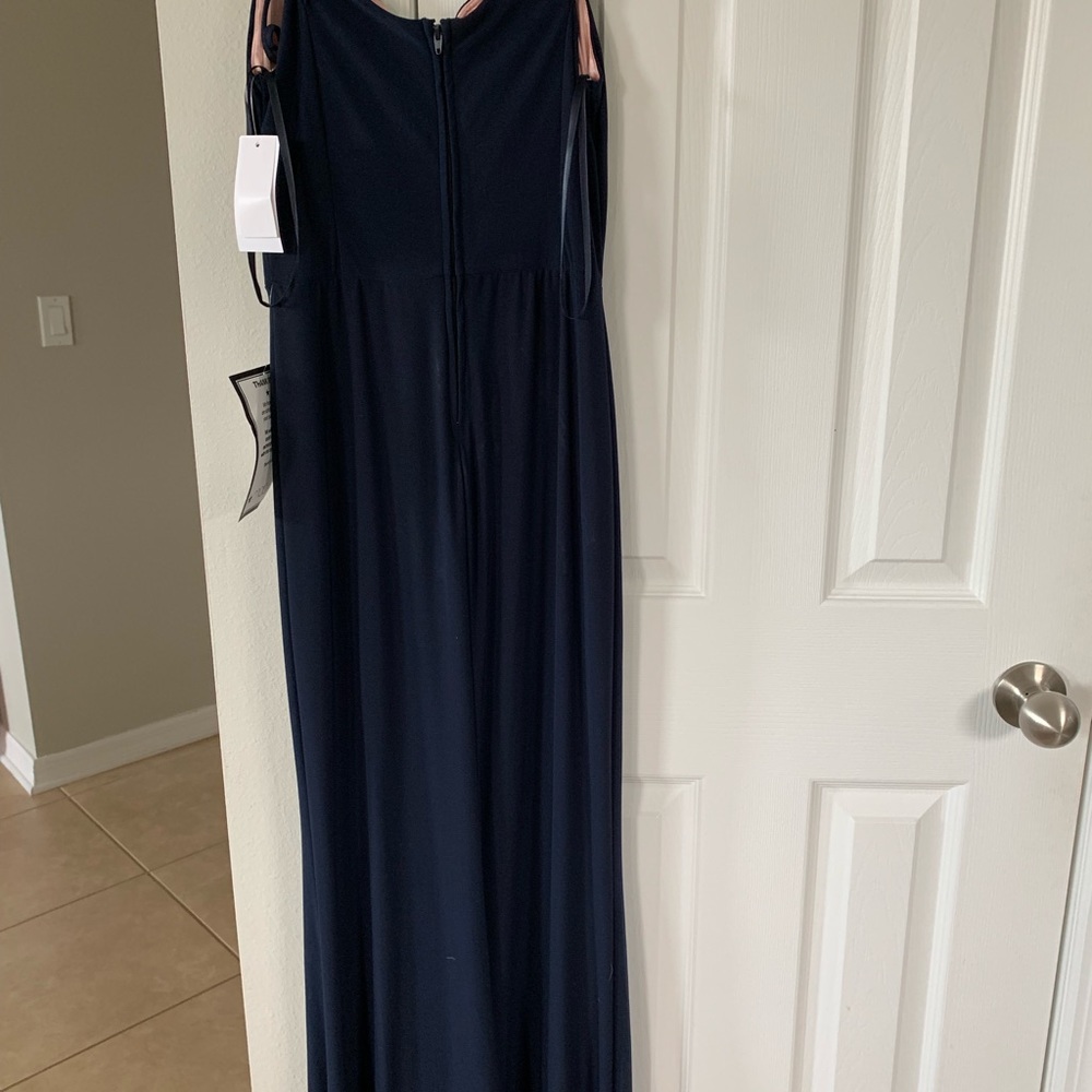 Floor length navy blue dress